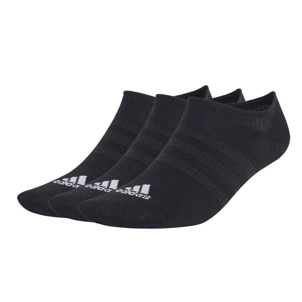Adidas Unisex Adult Thin And Light No-Show Socks (Pack of 3) / Black